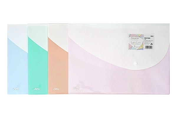 Túi Hồ Sơ Nhựa Nút Bấm 2 Ngăn Deli F4